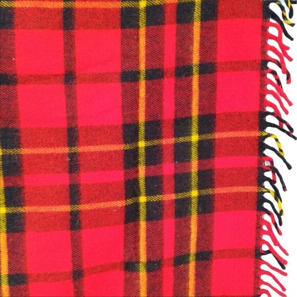 Vintage Faribo Catnapper Plaid Blanket 45" x 50" NWT New NOS Tartan Red Yellow - Picture 12 of 12